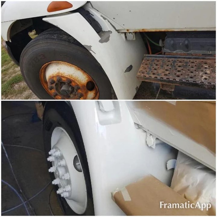 Truck Wheel Well Before and After